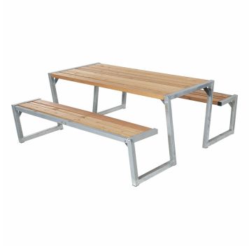 TRÄDGÅRDSMÖBEL PLUS BORD/BÄNKSET ZIGMA 176X190X73/45,5CM GYLLENBRUN