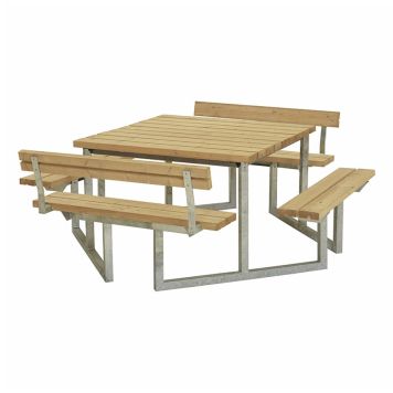 TRÄDGÅRDSMÖBEL PLUS BORD/BÄNKSET TWIST 2 RYGGSTÖD 204X227X76/45CM GYLLENBRUN