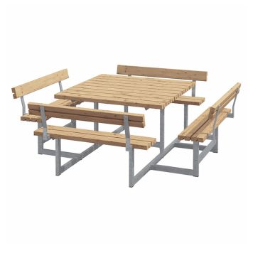 TRÄDGÅRDSMÖBEL PLUS BORD/BÄNKSET PICNIC 4 RYGGSTÖD 224X224X76/45CM GYLLENBRUN