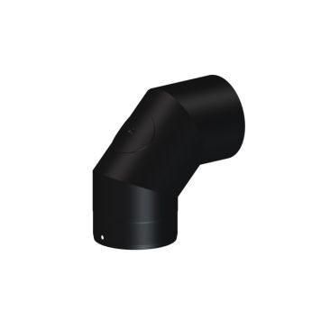 SKORSTENSBÖJ DINAK MED LUCKA Ø130 90º SVART