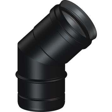 EMALJBÖJ DINAK TILL PELLETSKAMIN Ø80 45º SVART