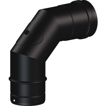 EMALJBÖJ DINAK MED LUCKA TILL PELLETSKAMIN Ø80 90º SVART