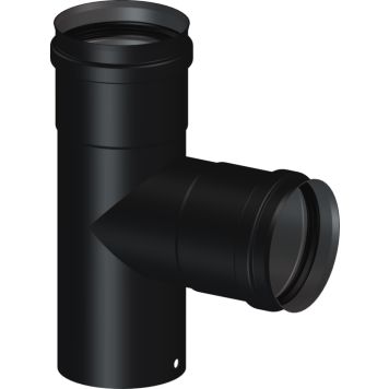 EMALJRÖR DINAK TILL PELLETSKAMIN T-SEKTION Ø80 90º SVART