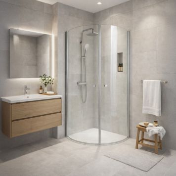 DUSCHHÖRNA ARROW BASIC RUND 80X80CM KLARGLAS 