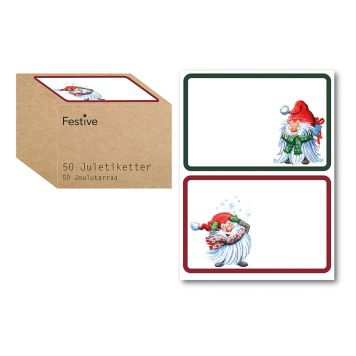 JULETIKETTER 7X5CM GRÖN/RÖD 50-PACK