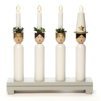 ADVENTSLJUSSTAKE KONSTSMIDE LUCIATÅG 4L VIT