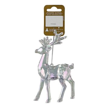 JULGRANSDEKORATION RÅDJUR 14CM SILVER 
