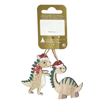 JULGRANSDEKORATION DINOUSARIE TRÄ 2-PACK