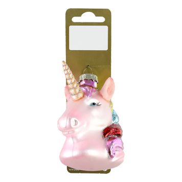 JULGRANSDEKORATION ENHÖRNING 8CM ROSA