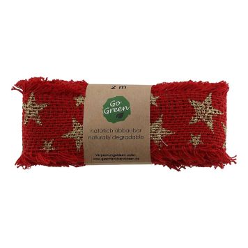 JULBAND MED STJÄRNOR BOMULL 40MMX2M RÖD 