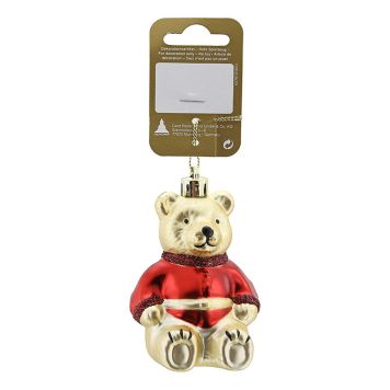 JULGRANSDEKORATION BJÖRN GLITTER 8,5CM GULD/RÖD