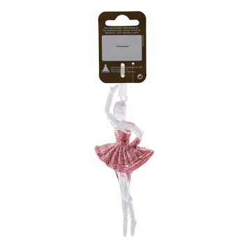 JULGRANSDEKORATION BALLERINA MED GLITTER ROSA