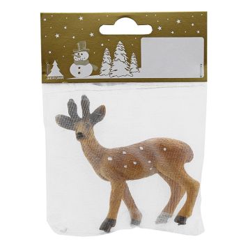 JULGRANSDEKORATION HJORT MED VITA PRICKAR BRUN