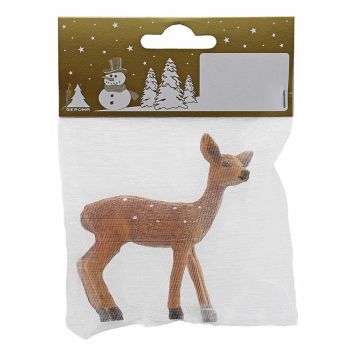 JULGRANSDEKORATION HJORT MED VITA PRICKAR BRUN 8CM