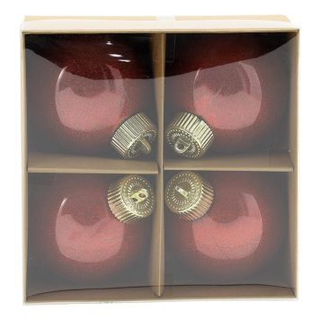 JULGRANSKULOR GLITTER 8CM RÖD 4-PACK                             