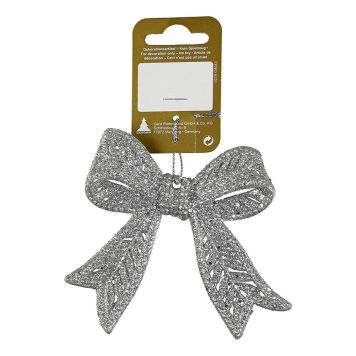 JULGRANSDEKORATION ROSETT GLITTER 11CM SILVER