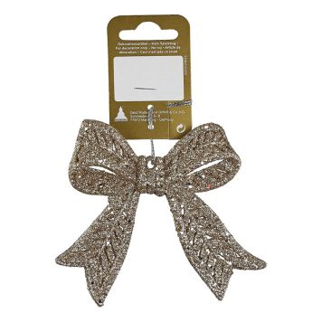 JULGRANSDEKORATION ROSETT GLITTER 11CM CHAMPAGNE