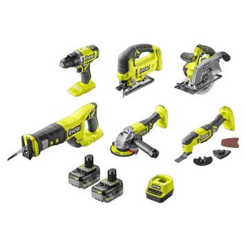 VERKTYGSPAKET RYOBI R18CK6 ONE+ 18V 2X4,0AH