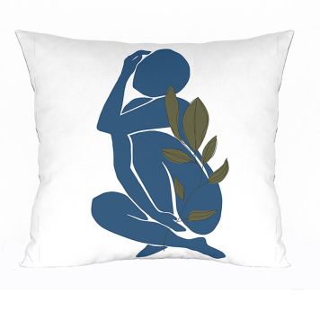 PRYDNADSKUDDE TRYCK 409 45X45CM VIT/BLÅ