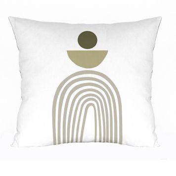 PRYDNADSKUDDE TRYCK 727 45X45CM VIT/OLIVGRÖN