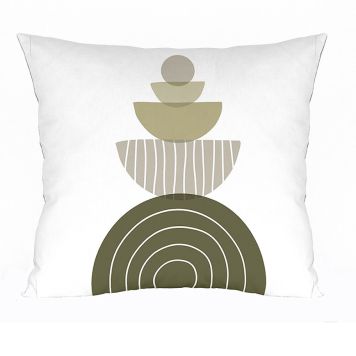 PRYDNADSKUDDE TRYCK 715 45X45CM VIT/OLIVGRÖN