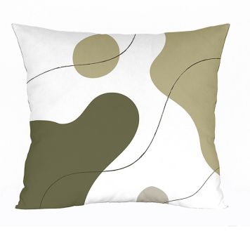 PRYDNADSKUDDE TRYCK 696 45X45CM VIT/OLIVGRÖN