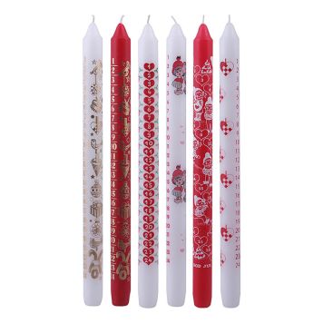 KALENDERLJUS CREATIV COMPANY RÖD/VIT 30CM 