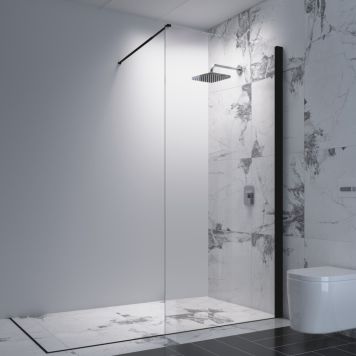 DUSCHVÄGG ARROW WALL HÖG KLARGLAS SVART 90CM 