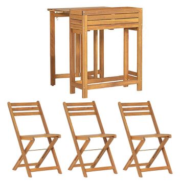 CAFÉSET SUNFUN FYRIS BORD + 3 STOLAR NATUR