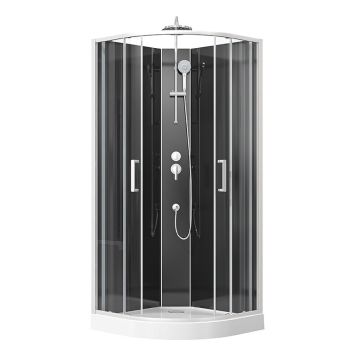 DUSCHKABIN CAMARGUE CIO RUND 90X90X222CM VIT/SVART