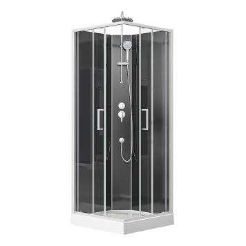 DUSCHKABIN CAMARGUE CIO SQUARE 80X80X222CM VIT/SVART