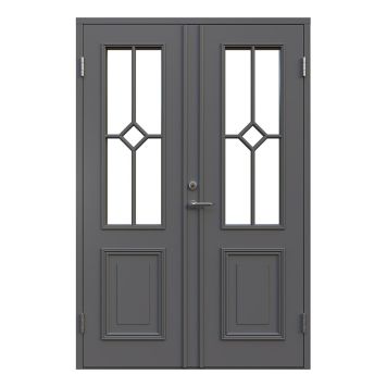 PARDÖRR LEKSANDSDÖRREN BRENÄS MED GLAS GRÅ