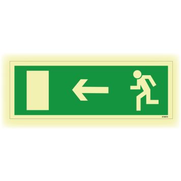 SKYLT UTRYMNING UNIGRAPHICS VÄNSTER 297X105MM