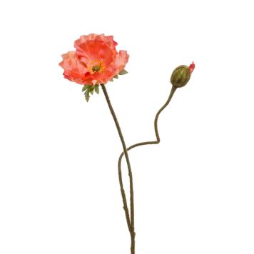 KONSTVÄXT EMERALD VALLMO SNITTBLOMMA LJUS ORANGE 74CM