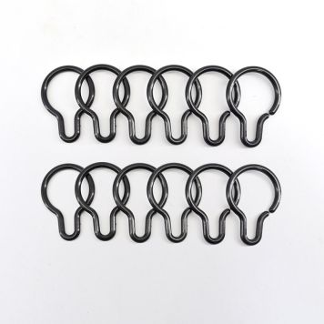 DUSCHDRAPERIRINGAR VENUS SVART 12ST