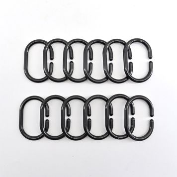 DUSCHDRAPERIRINGAR VENUS OVAL SVART 12ST