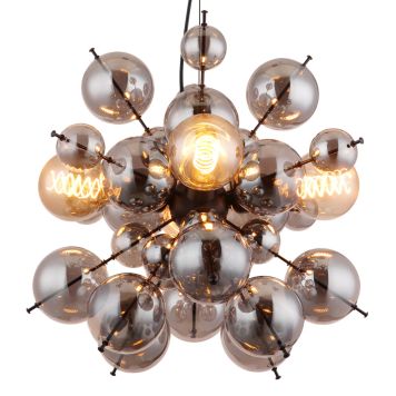 TAKLAMPA GLOBO UDO SVART/RÖKFÄRGAD