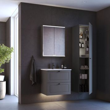 BADRUMSMÖBEL CAMARGUE VAL MED SPEGELSKÅP GRÅ MATT 60CM 