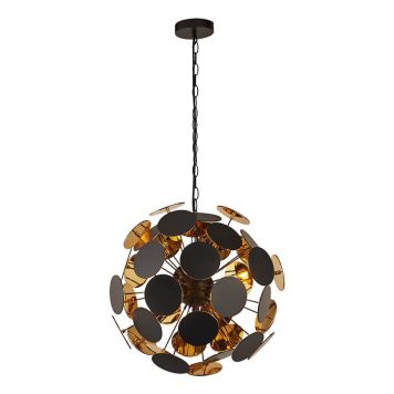 PENDELLAMPA SEARCHLIGHT DISCUS METALL SVART/GULD