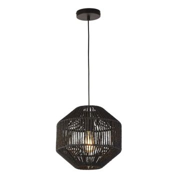 PENDELLAMPA SEARCHLIGHT WICKER ROTTING SVART