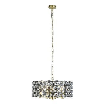 PENDELLAMPA SEARCHLIGHT IRIS KRISTALL Ø48CM MÄSSING/SVART