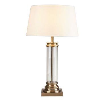 BORDSLAMPA SEARCHLIGHT PIEDESTAL ANTIK MÄSSING/VIT