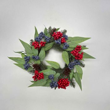 KRANS MED KOTTAR OCH BÄR RÖD/BLÅ