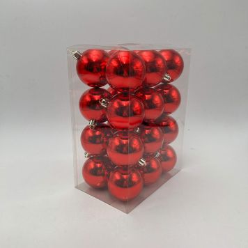 JULGRANSKULOR GLANSIG 6CM RÖD 24-PACK