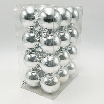 JULGRANSKULOR GLANSIG 6CM SILVER 24-PACK