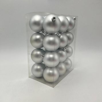 JULGRANSKULOR MATT 6CM SILVER 24-PACK