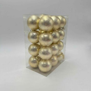 JULGRANSKULOR GLITTER 6CM GULD 24-PACK