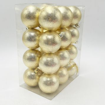 JULGRANSKULOR GLITTER 6CM GULD 24-PACK