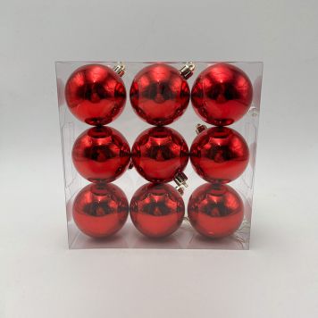 JULGRANSKULOR GLANSIG 6CM RÖD 9-PACK