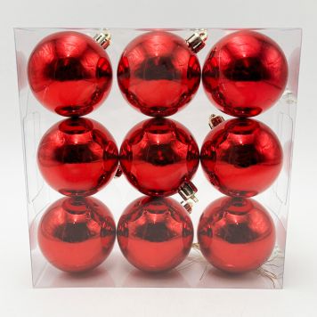 JULGRANSKULOR GLANSIG 6CM RÖD 9-PACK